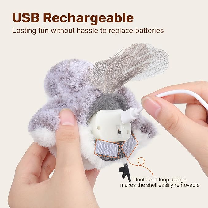 Potaroma Cat Toys 2 Pcs Flapping Sandpiper Pair-Mate, Lifelike Birds Chirp - Image 4