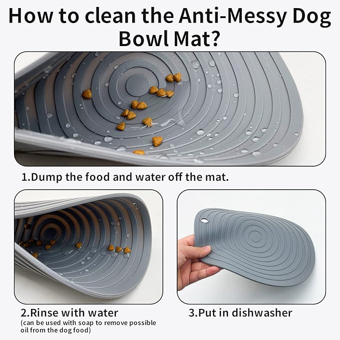 Fhiny 3PCS Silicone Pet Food Mat, 9.5" Round Waterproof Non-Slip Dog Cat Bowl - Image 5
