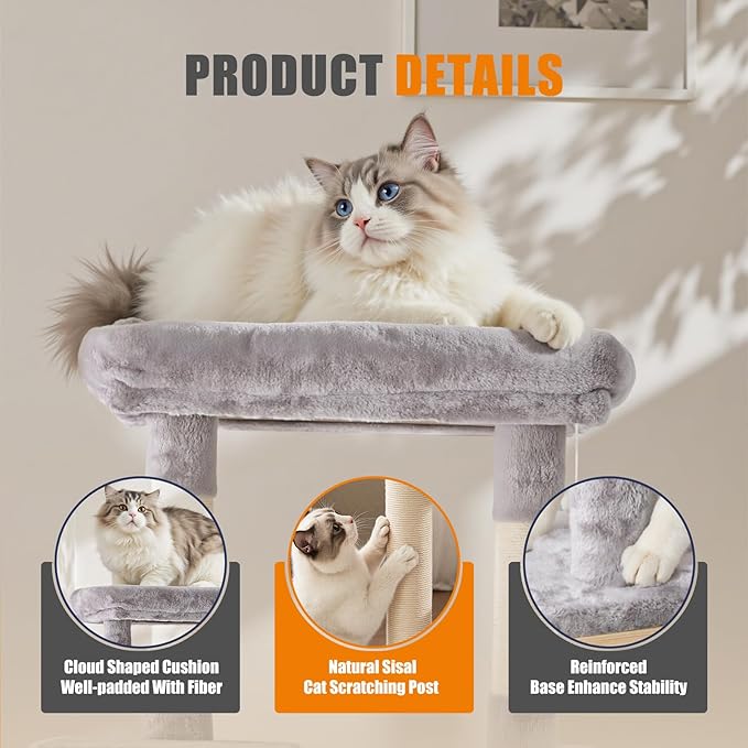 Sweetcrispy 63 inch Cat Tree Tower, Large Multi Level Cat Climbing Tower - Image 4