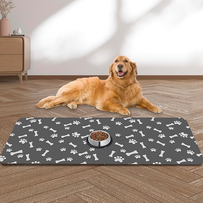 Dog Food Mat, Extra Large Absorbent Dog Mat by yuzshin