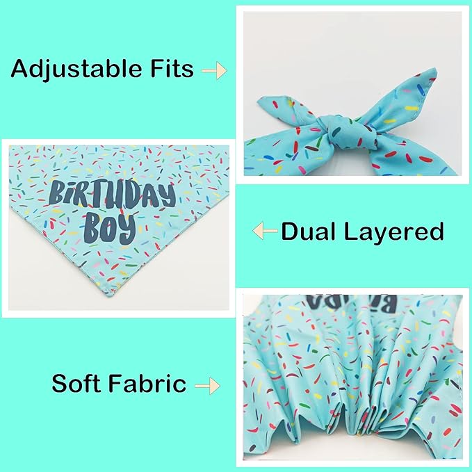 Birthday Boy Dog Bandanas 1 Pack, Pet Scarves - Image 5