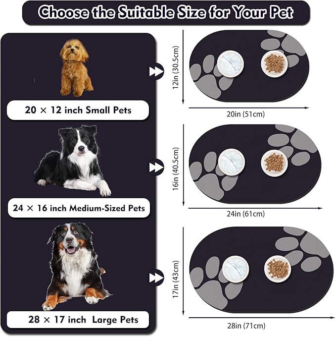 Pet Feeding Mat – 20''x12'' Absorbent Dog Food Mat, Pet Water Mats Protect Floor - Image 3