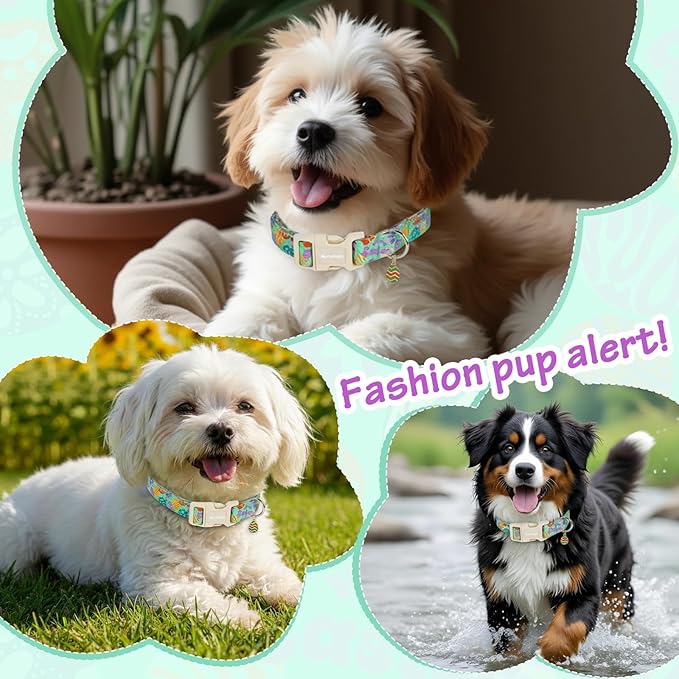 Easter Dog Collar for Extra Small Dogs, Adjustable Green Small Dog Collar - Image 5
