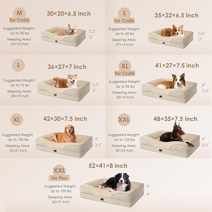 EHEYCIGA Orthopedic Dog Bed for Large Sized Dog, Waterproof Liner & Washable - Image 5