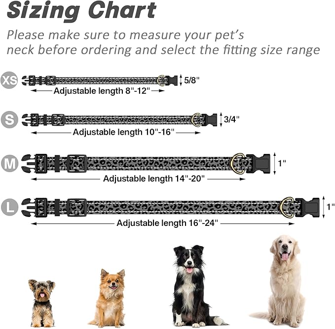 Reflective Dog Collar for Medium Dogs, Cute Leopard Style Adjustable Heavy-Duty - Image 7
