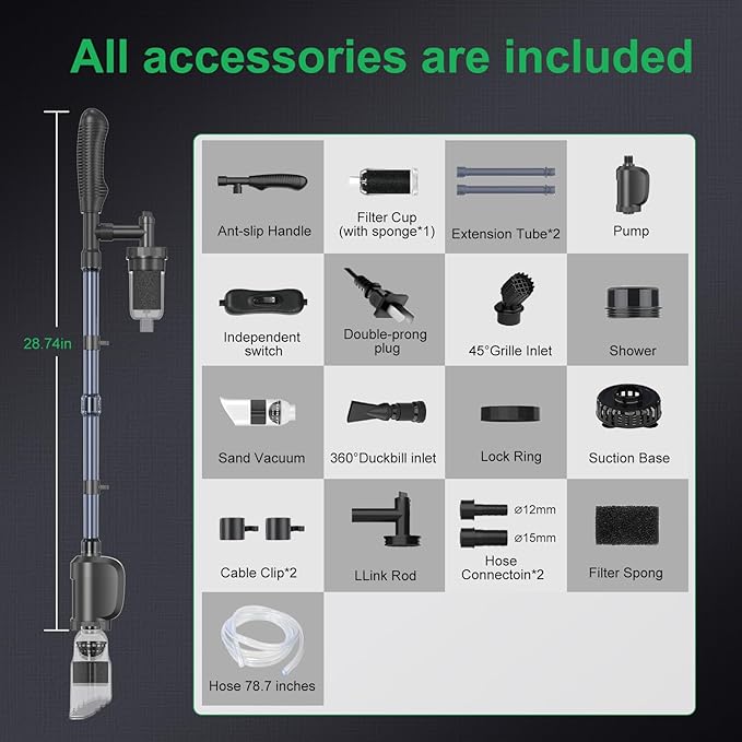 Electric Aquarium Vacuum Gravel Cleaner, 36W Electric Fish Tank Cleaning Tools - Image 6