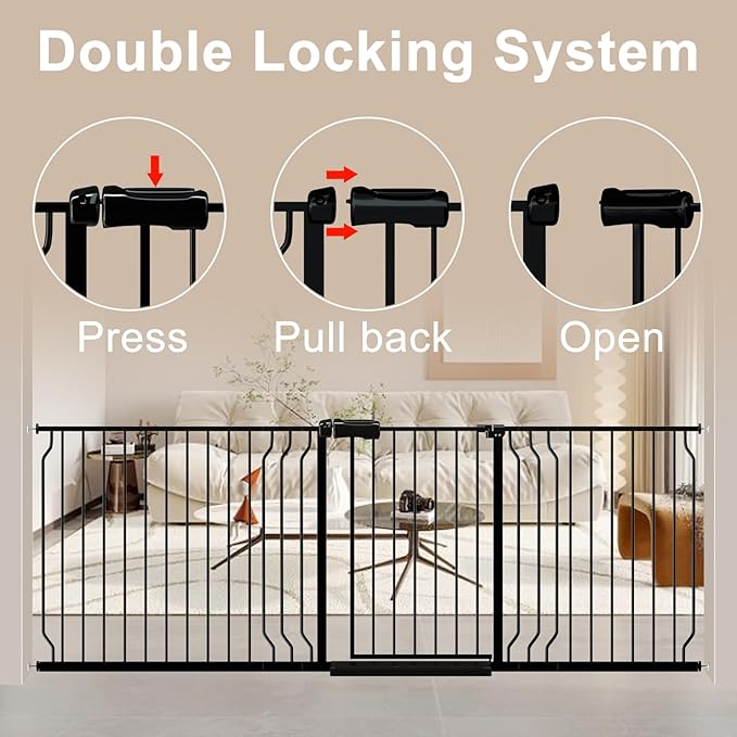 WAOWAO Baby Gate 43.3-52.75" Extra Wide Pressure Mounted Walk Through Swing - Image 4