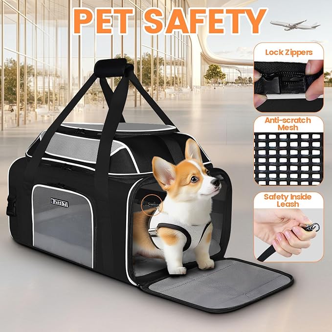 Petskd Top-Expandable Pet Carrier 19x13x9 Inches Southwest Allegiant Airlines - Image 5