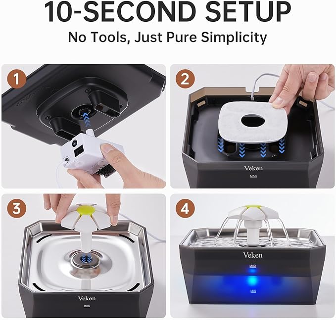 Veken Small Pet-Friendly Cat Water Fountain - Image 6