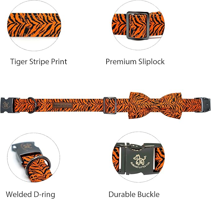 Elegant Little Tail Tiger Print X-Small Puppy Dog Collar, Buckle Closure - Image 2