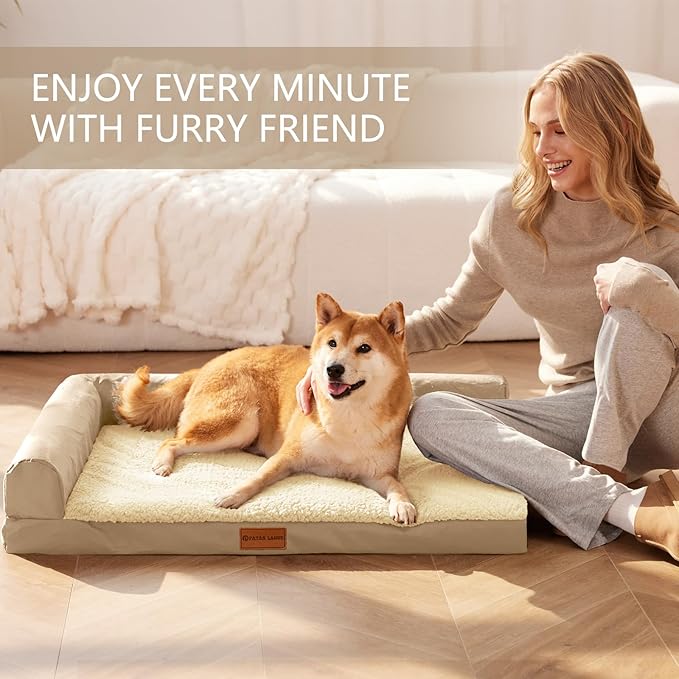Patas Lague Orthopedic Dog Bed Medium Size Dog 30''X20'', Waterproof L Bolster - Image 2