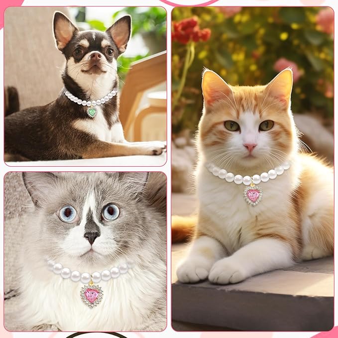 2PCS Kitten Collars Pearl Cat Dog Collar - Image 6