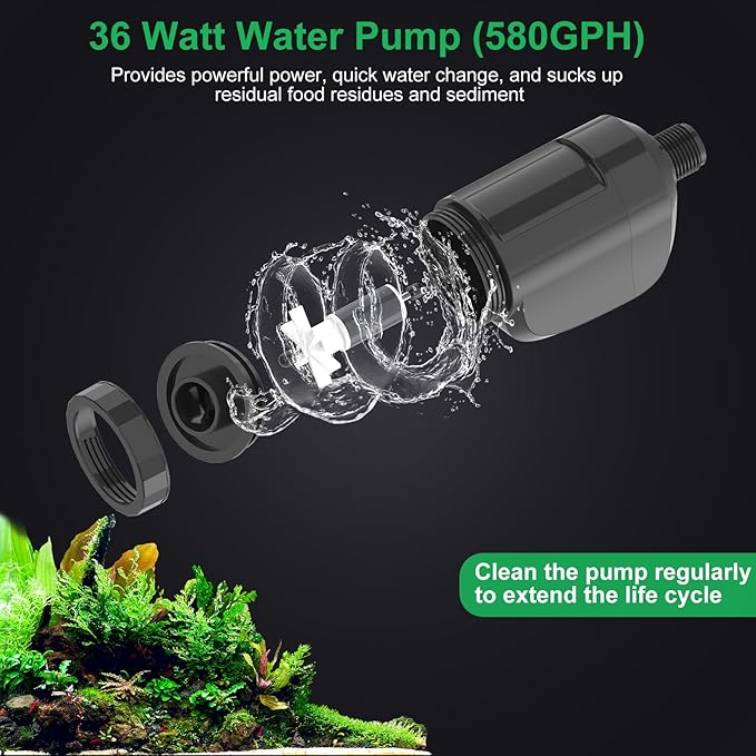 Electric Aquarium Vacuum Gravel Cleaner, 36W Electric Fish Tank Cleaning Tools - Image 5