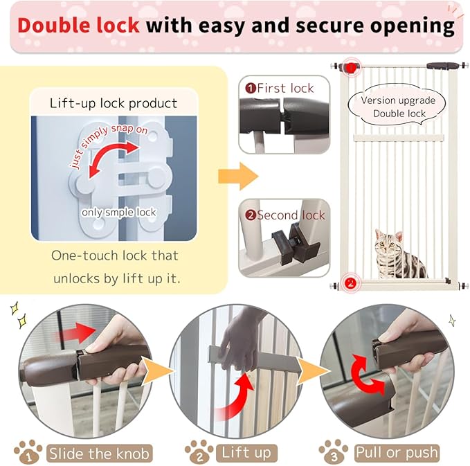 Lumizone Extra Tall Pet Gate 55.12" High Pressure Mounted 30.12"-34.05" Extra - Image 8