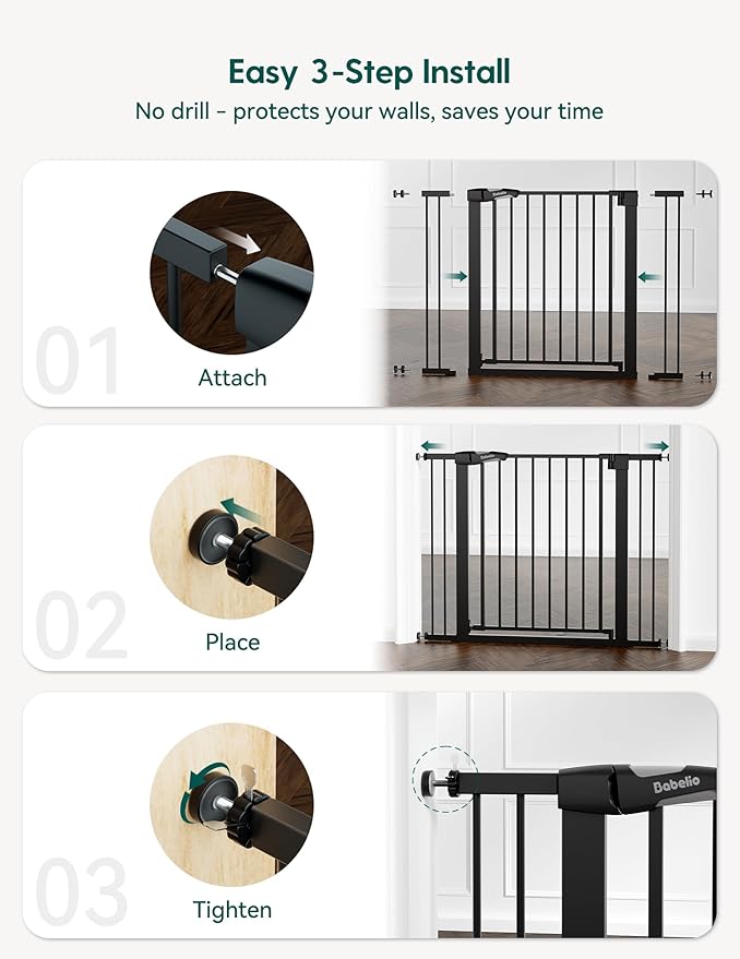Babelio 36" Tall Baby Gate, 29-48" Auto-Close and Pressure Mounted Baby Gate - Image 5