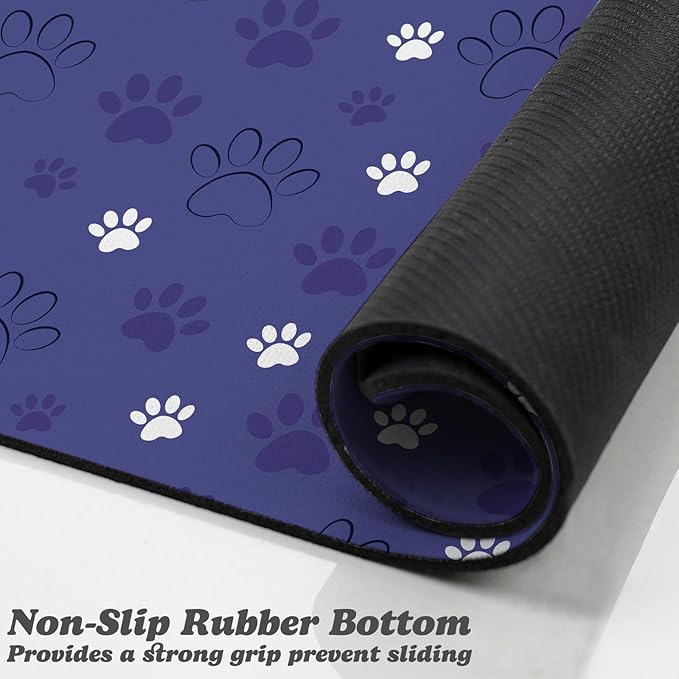 Dog Food Mat, Absorbent Water Bowl Mats Cat Pet Feeding Placemats Dark Blue 24 - Image 3