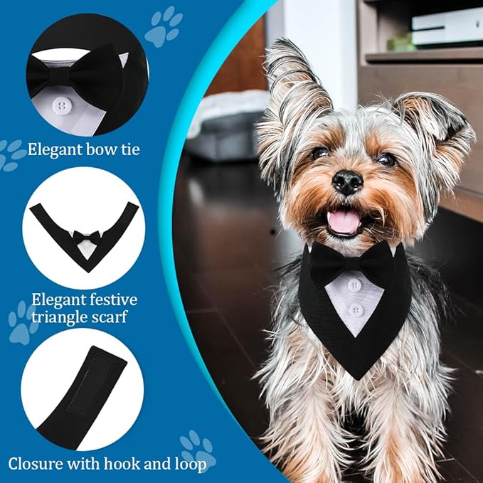 Dog Wedding Bandana, Formal Dog Tuxedo Adjustable Pet Collar - Image 3