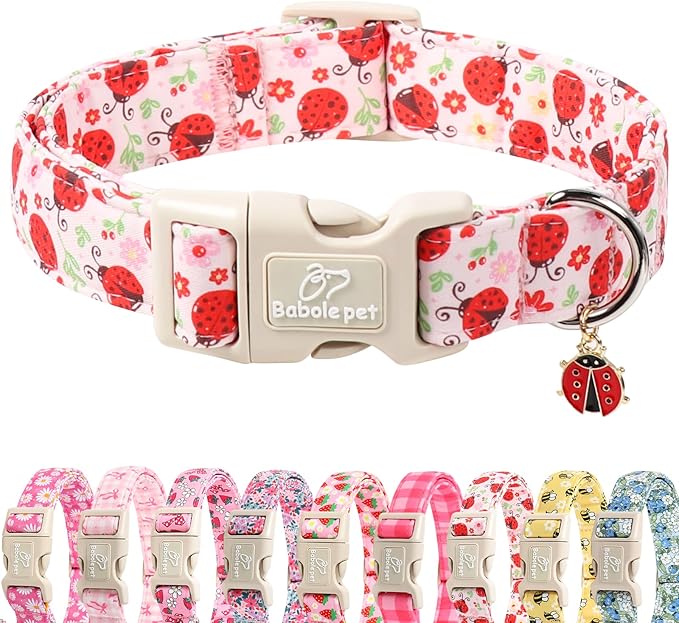 Lucky Ladybug Dog Collar for Puppy Small Dogs by Babolepet
