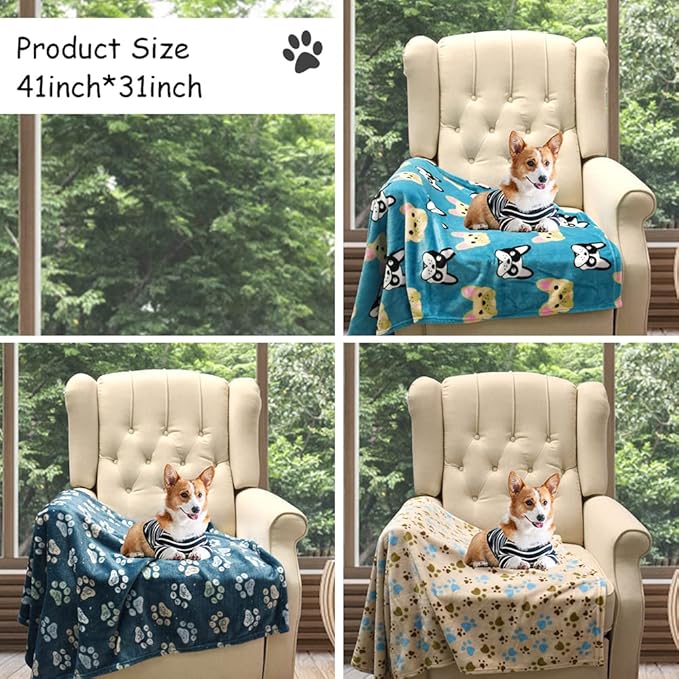 Rezutan Dog Blanket for Large Dogs, Upgraded 3 Pack Dog Cat Flannel Blankets - Image 6