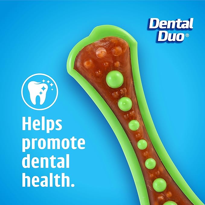 Hartz Chew 'n Clean Dental Duo Bacon Flavored Dental Dog Chew Toy and Treat - Image 2