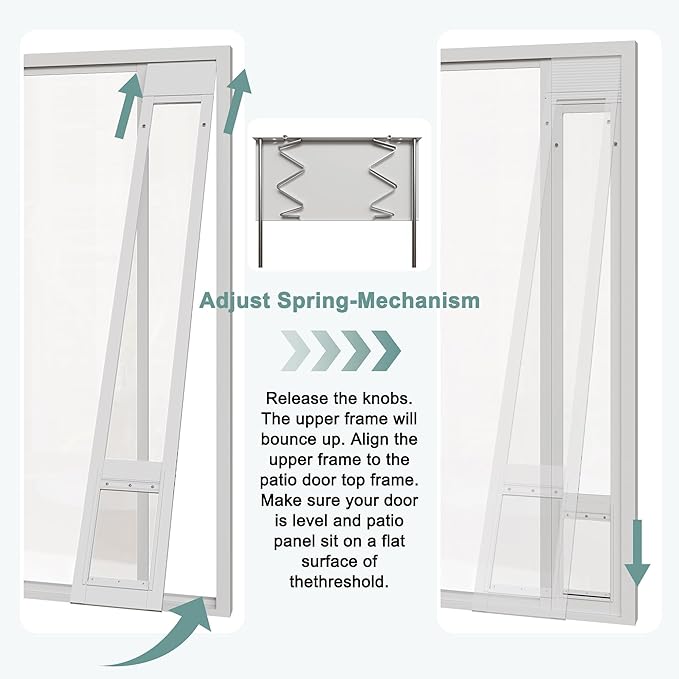 Doggie Door Insert for Sliding Glass Doors, Adjustable Height 76 1/8"-80 7/8" - Image 6