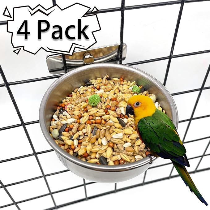 Tfwadmx Bird Feeding Dish Cups Parrot Food Bowl Clamp Holder Coop Cup, Bird - Image 2
