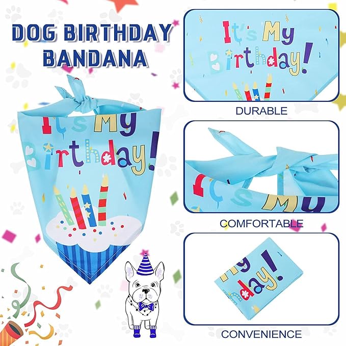 Dog Birthday Decorations, Puppy Birthday Party Outfits, Birthday Hat, Bow Tie - Image 3