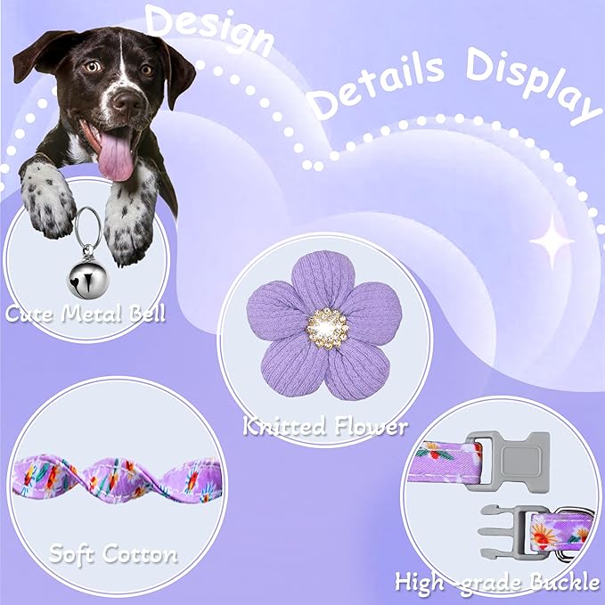 Small Dog Collar with Flower, Puppy Collar - Image 2