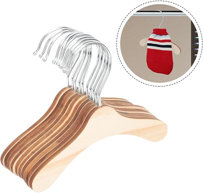 Wooden Dog Clothes Hangers 8.66 Inch Small Pet Apparel Hangers Wear-Resistant - Image 9