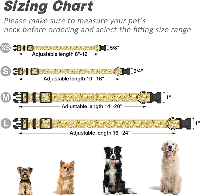 Reflective Dog Collar for Small Dogs, Cute Flower Theme Adjustable Heavy-Duty - Image 7