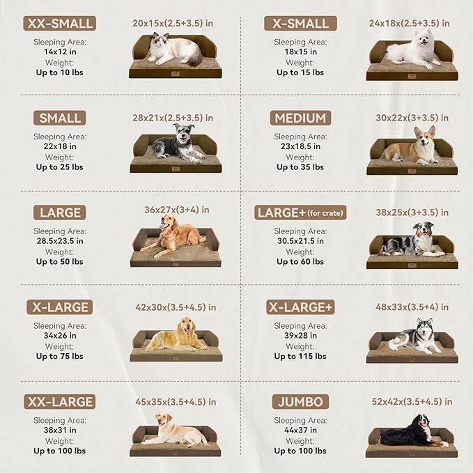 Orthopedic Large Dog Bed Washable: Brown Gaint Size Dog Beds - Image 3