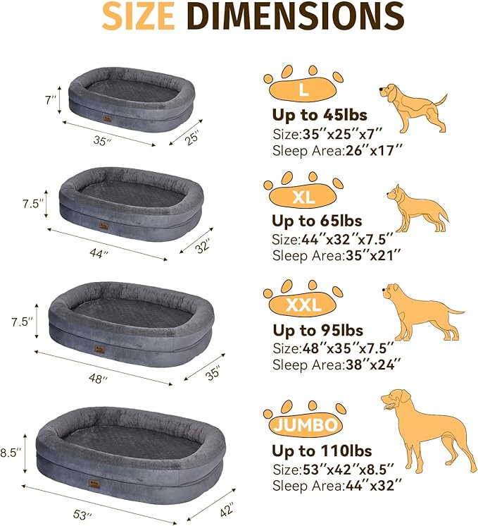 Orthopedic Waterproof Large Dog Bed: Memory Foam Washable Dog Bed - Image 2