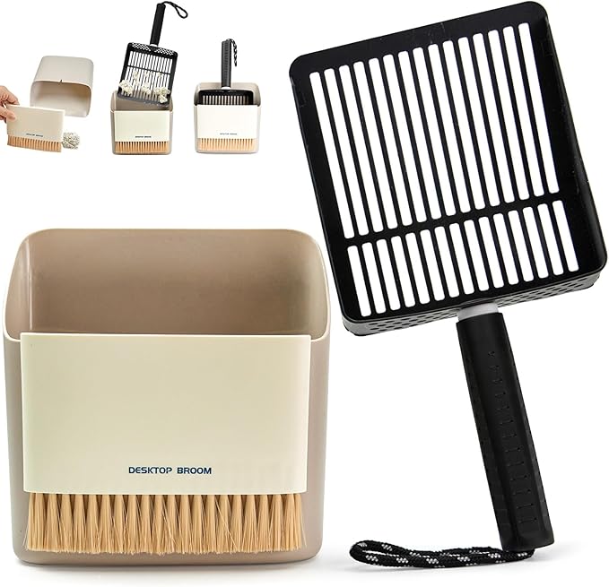 Metal Cat Litter Scooper with Holder, Stainless Steel Metal Litter Scoop by Accesfire