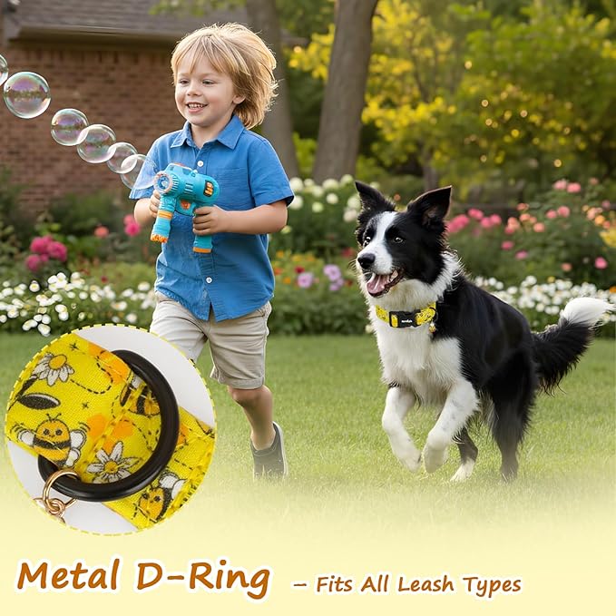 Yellow Dog Collar for Large Dogs, Spring & Summer Theme Large Dog Collars - Image 3