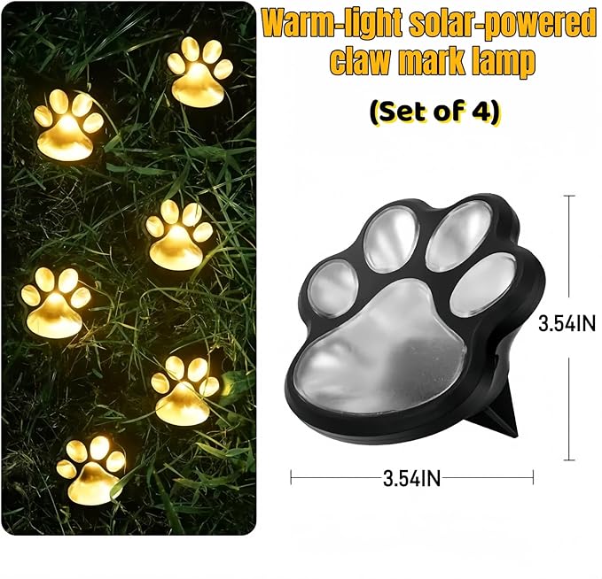 3pcs-Solar Paw Print Lights, Wireless of Cat Dog Animal Solar Lights Outdoor - Image 5