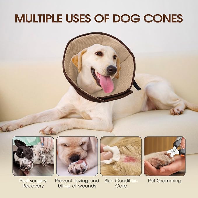 Dog Cone Collar After Surgery for Large Dogs, Adjustable Soft Cone for Dogs to - Image 5