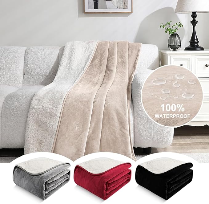 Waterproof Blanket for Pets – Ideal for Couch & Bed Splash Proof Sherpa Throw - Image 2