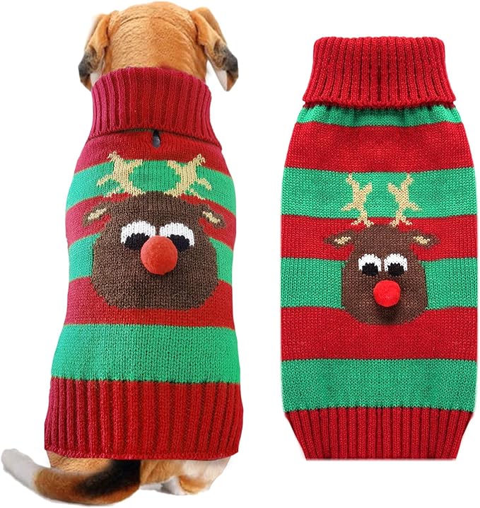 Dog Cat Christmas Sweater Boy Girl Ugly Reindeer Xmas Pet Clothes Holiday Puppy by DOGGYZSTYLE