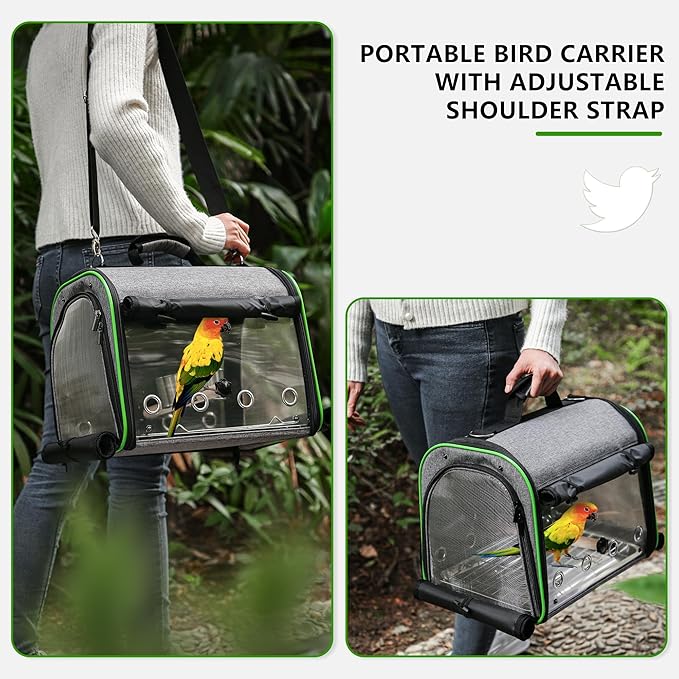 Suertree Bird Carrier Bag Bird Travel Cage Indestructible Stainless Steel Mesh - Image 4