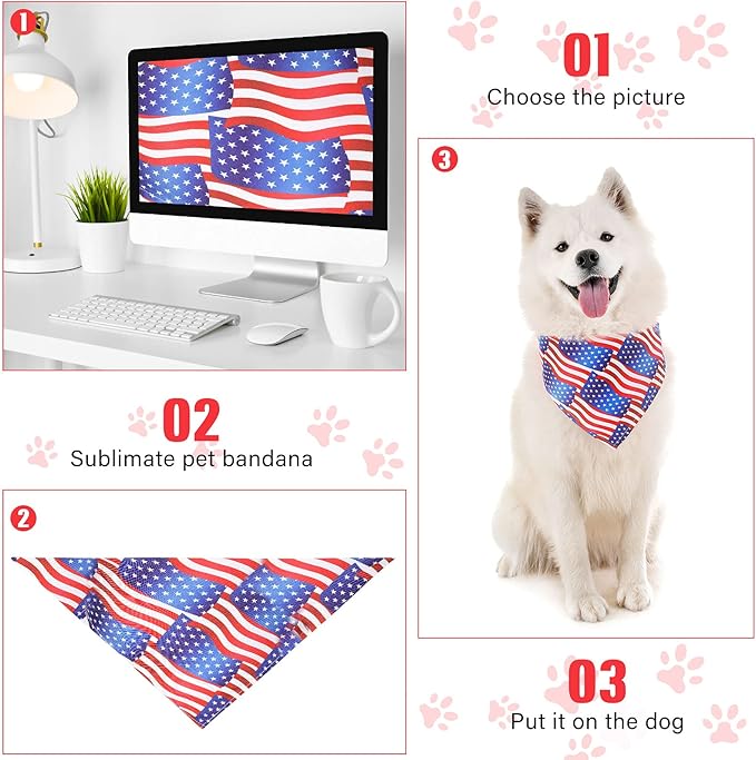 Weewooday 30 Pieces Sublimation Heat Transfer Dog Bandana Triangle Dog Scarf - Image 6