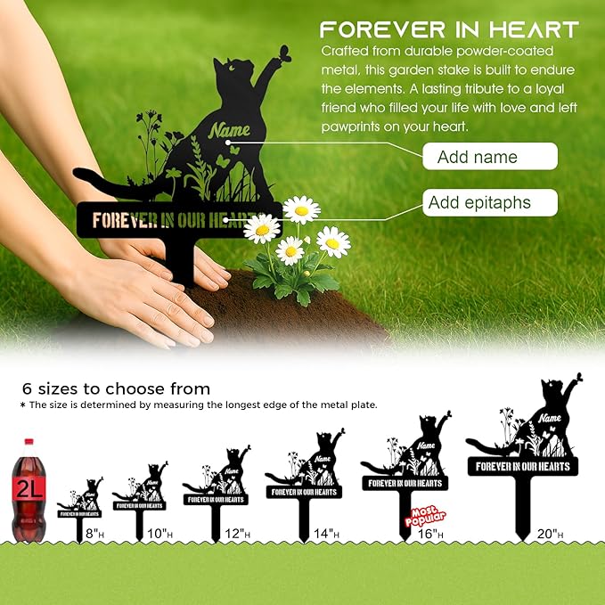 Personalized Cat Memorial Garden Stake – Custom Pet Grave Marker Outdoor - Image 4
