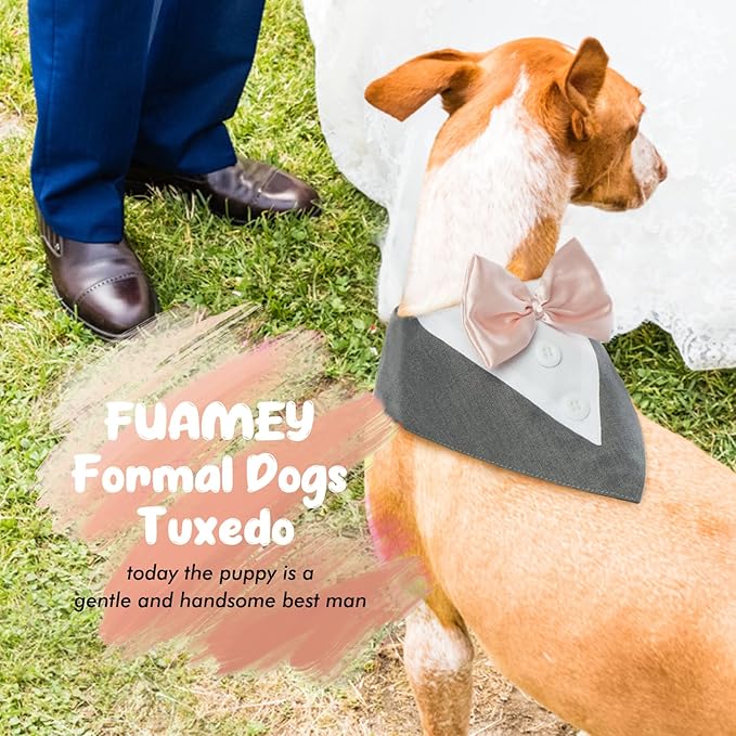 FUAMEY Dog Tuxedo for Small Dogs, Dog Formal Suit Dogs Attire Pet Bow Tie Puppy - Image 4