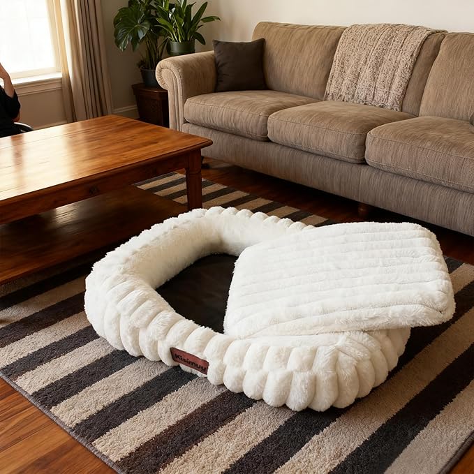 Dog Bed Large Size Dogs Washable Soft Furry Pet Bed, Calming Rectangle Large - Image 9
