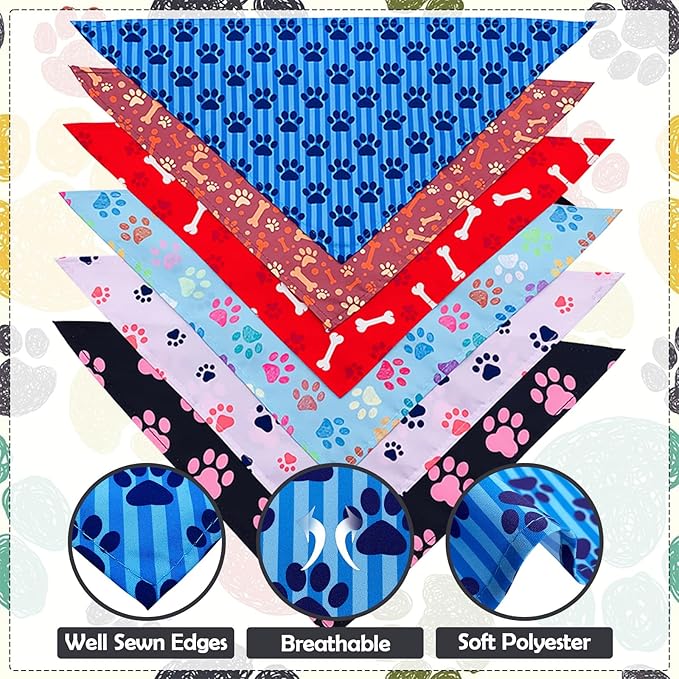 30 Pcs Paw Print Dog Bandanas for Small Dogs Stitch Dog Bandanas Bulk Polyester - Image 3