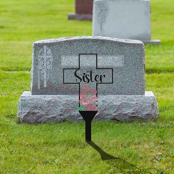 BUoonyer Sister Memorial Graves Markers Cemetery Decorations, Metal Cross - Image 4