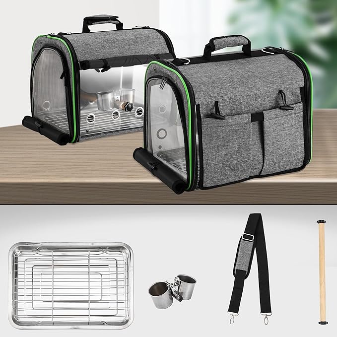 Suertree Bird Carrier Bag Bird Travel Cage Indestructible Stainless Steel Mesh - Image 3