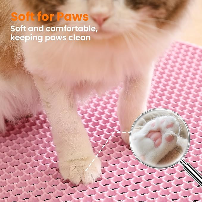 Extra Large Cat Litter Mat, 30x22 Inches Honeycomb Double Layer Cat Litter - Image 7