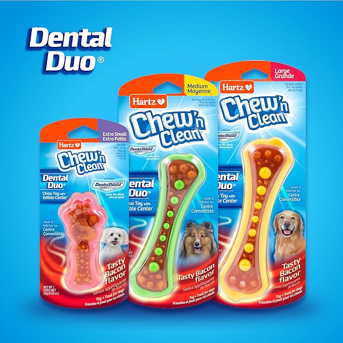 Hartz Chew 'n Clean Dental Duo Bacon Flavored Dental Dog Chew Toy and Treat - Image 6