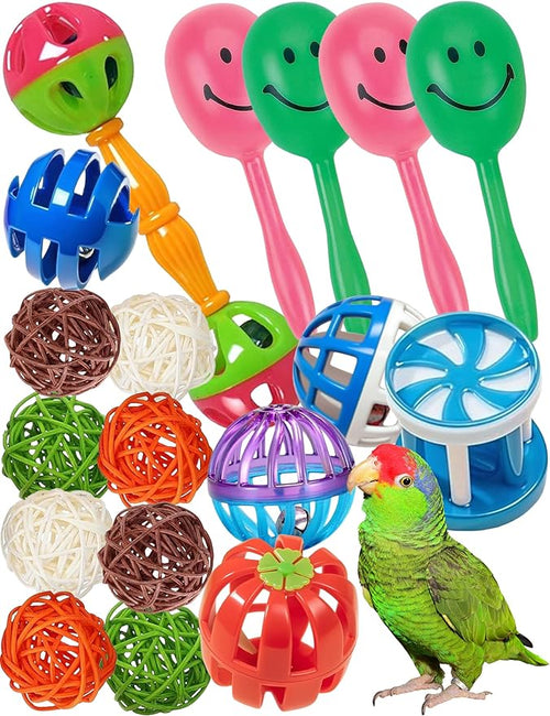 18-Pack Bird Toys Set for Parrots & Small Birds – Colorful Plastic & Rattan by HEUHAI
