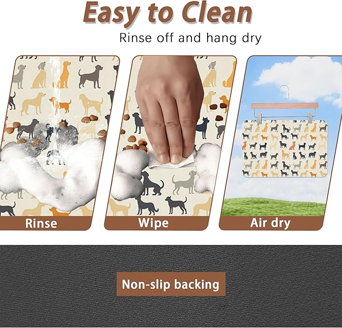 Cute Dog Cat Food Mat, Color Silhouette Absorbent Pet Feeding Mat - Image 4
